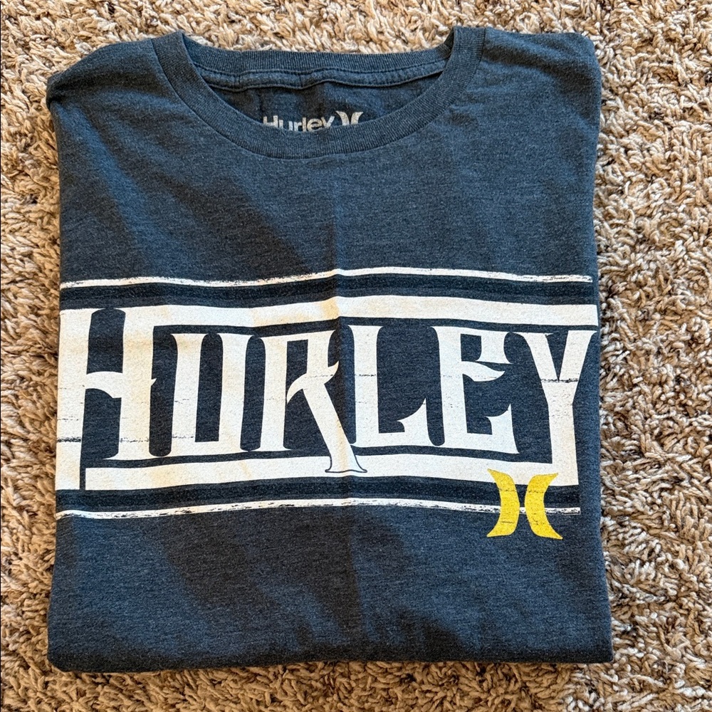 Hurley Dark Gray Tee with White and Yellow Logo
